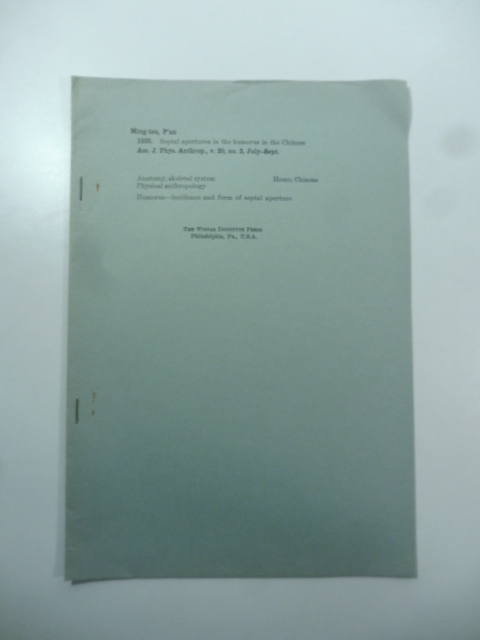 Septal apertures in the humerus in the Chinese